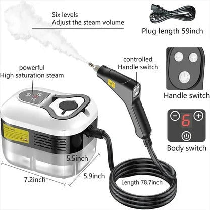 Handheld Steam Cleaner Adjustable Steam Settings 5 Brush Attachments