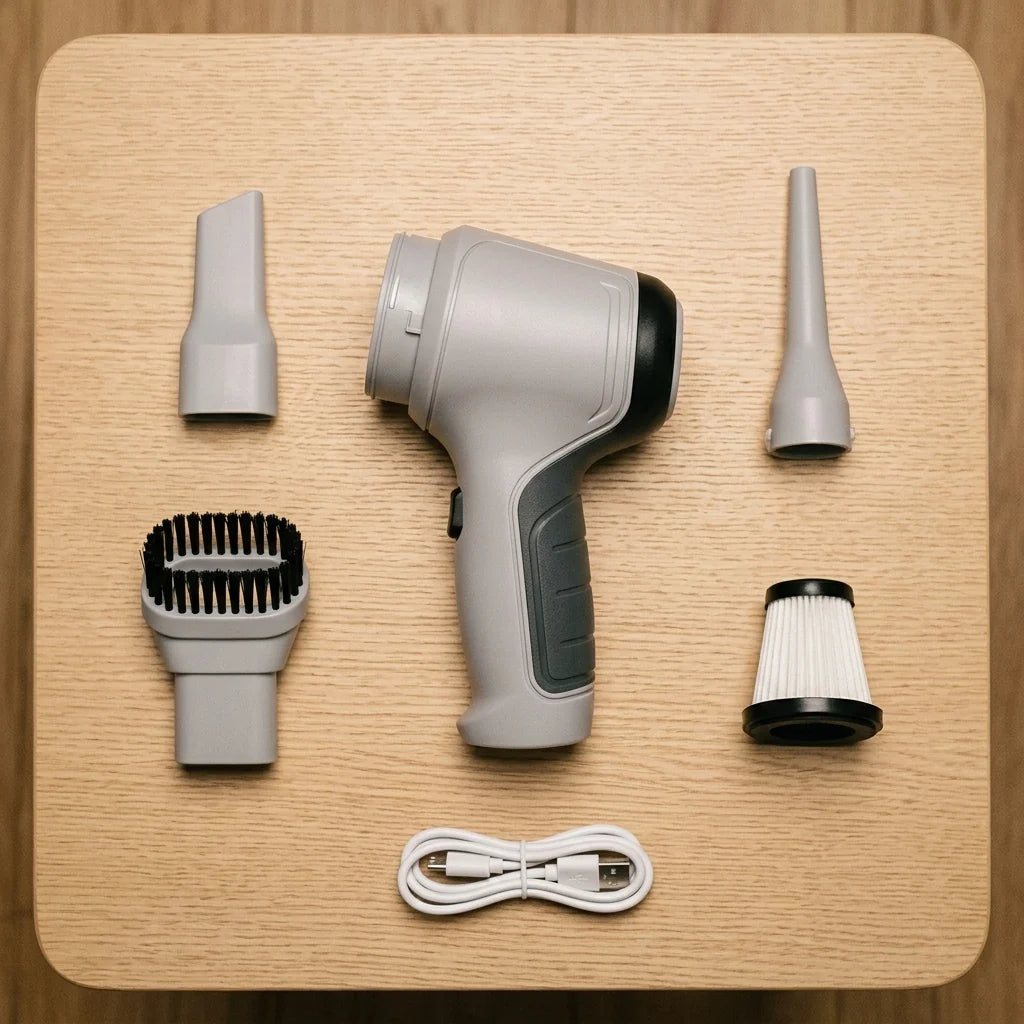 Handheld Vacuum Cordless USB-Rechargeable With 4 Attachments