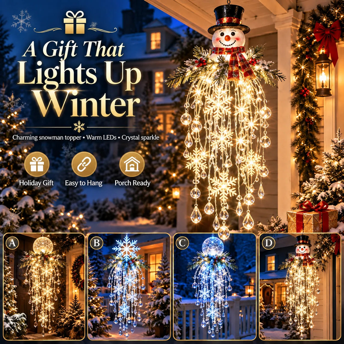 Hanging Christmas Lights Cascading LED Battery Powered Remote Control
