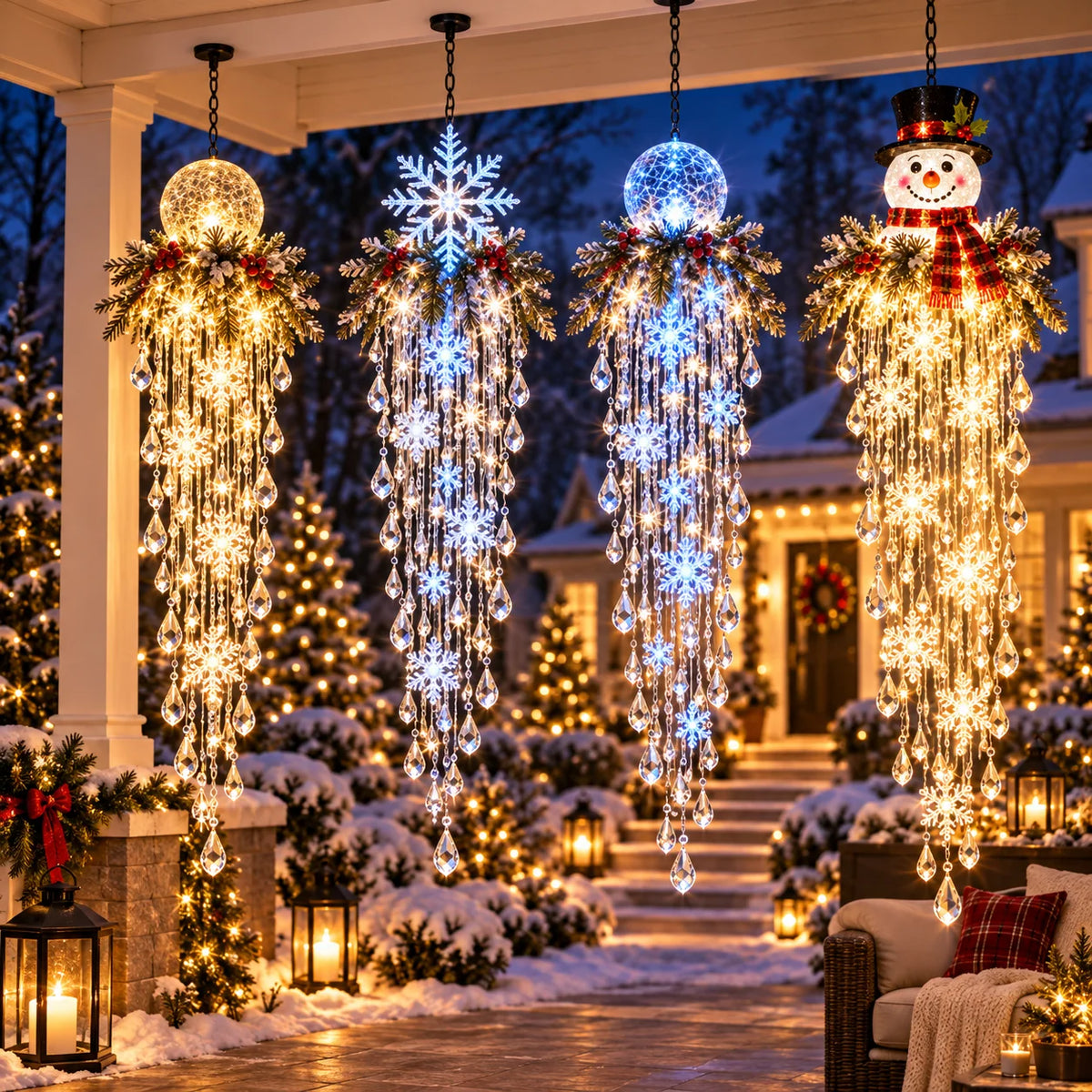 Hanging Christmas Lights Cascading LED Battery Powered Remote Control