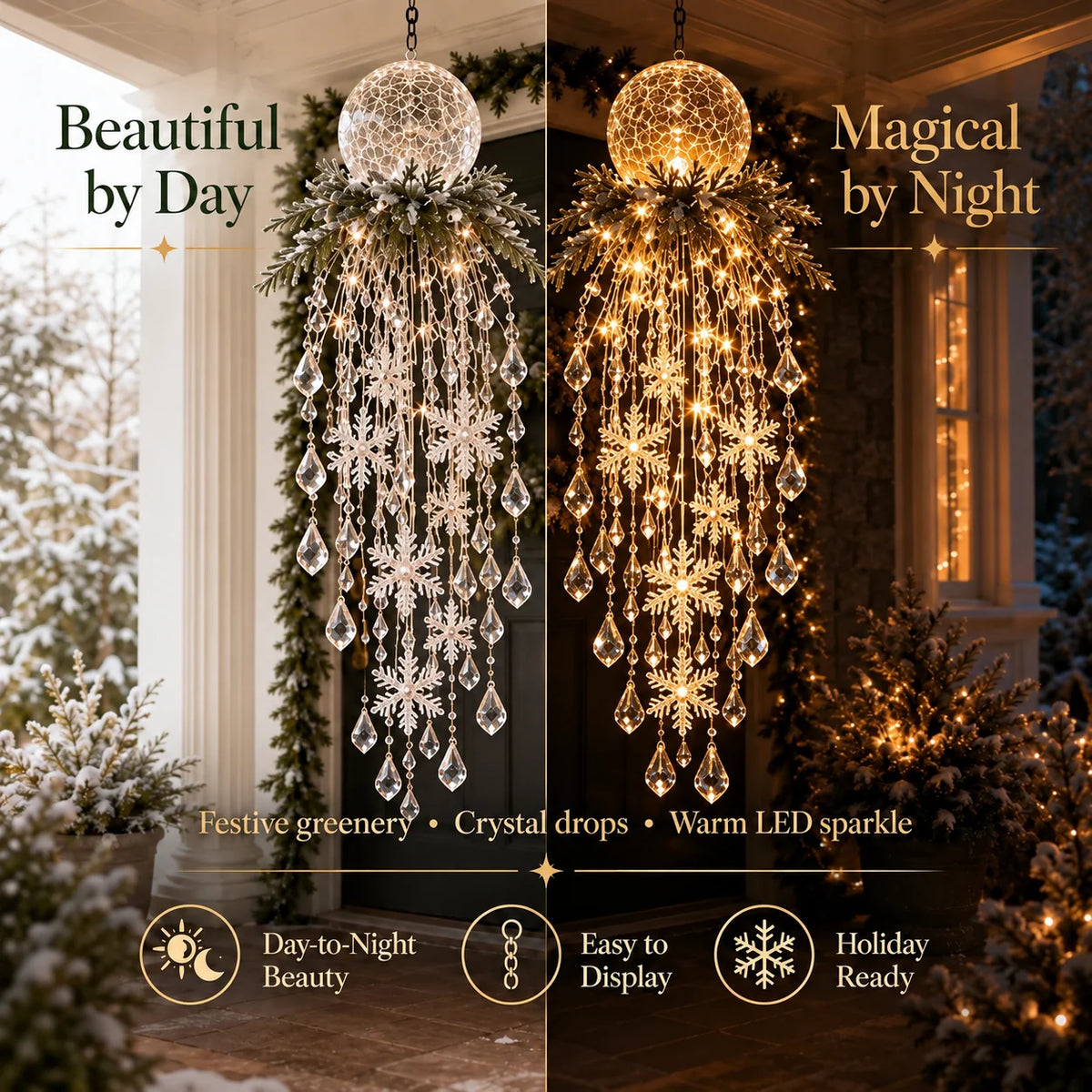 Hanging Christmas Lights Cascading LED Battery Powered Remote Control