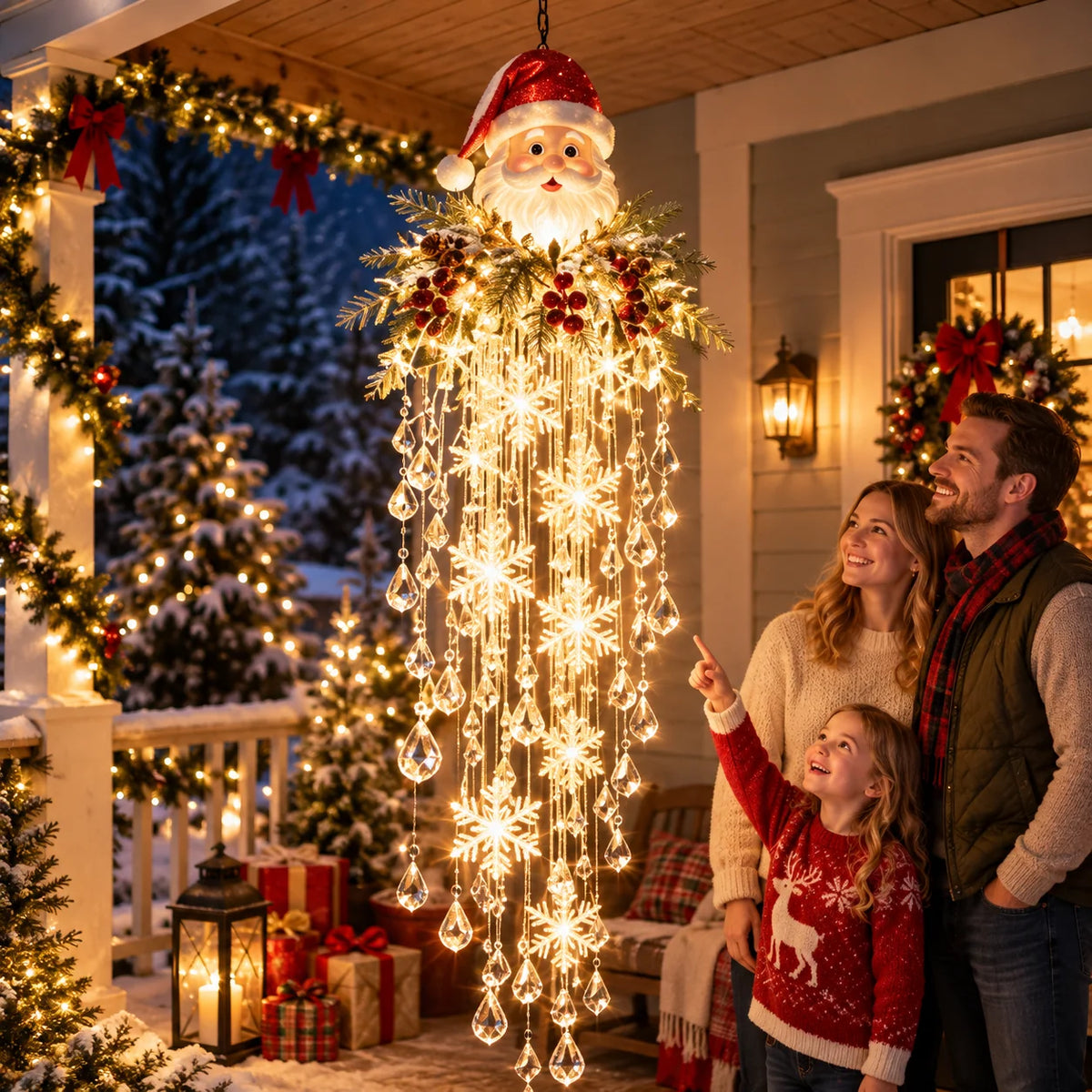 Hanging Christmas Lights Cascading LED Battery Powered Remote Control