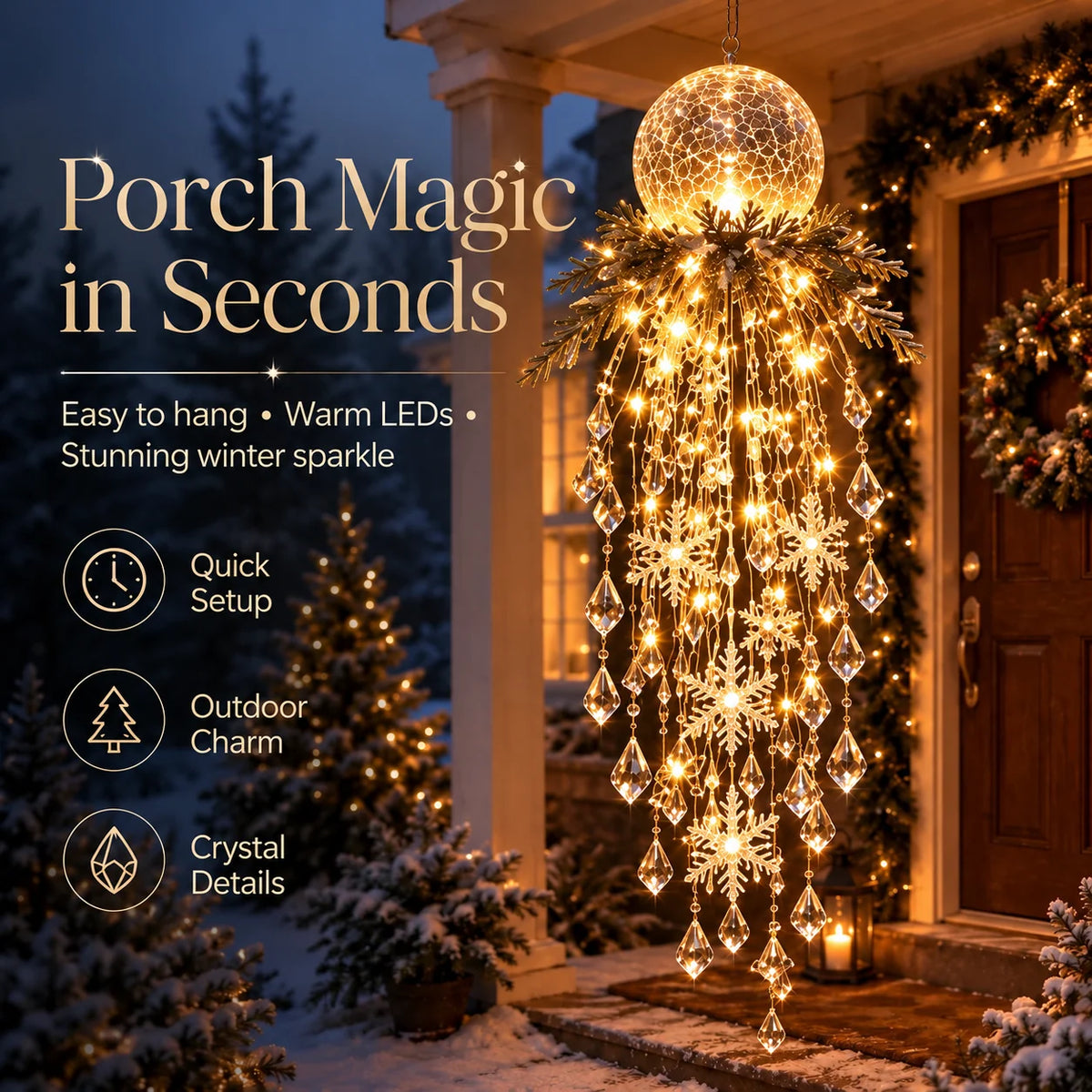 Hanging Christmas Lights Cascading LED Battery Powered Remote Control