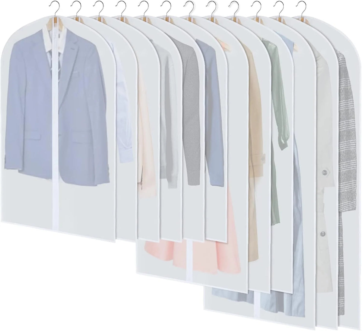 Hanging Garment Covers Full-Length Zipper Dust Protection 24-Pack