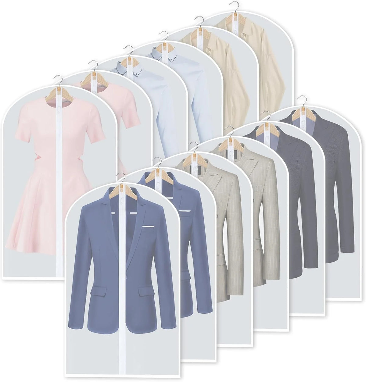 Hanging Garment Covers Full-Length Zipper Dust Protection 24-Pack