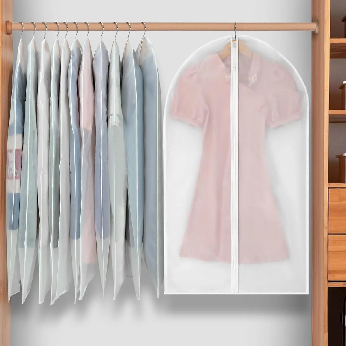 Hanging Garment Covers Full-Length Zipper Dust Protection 24-Pack