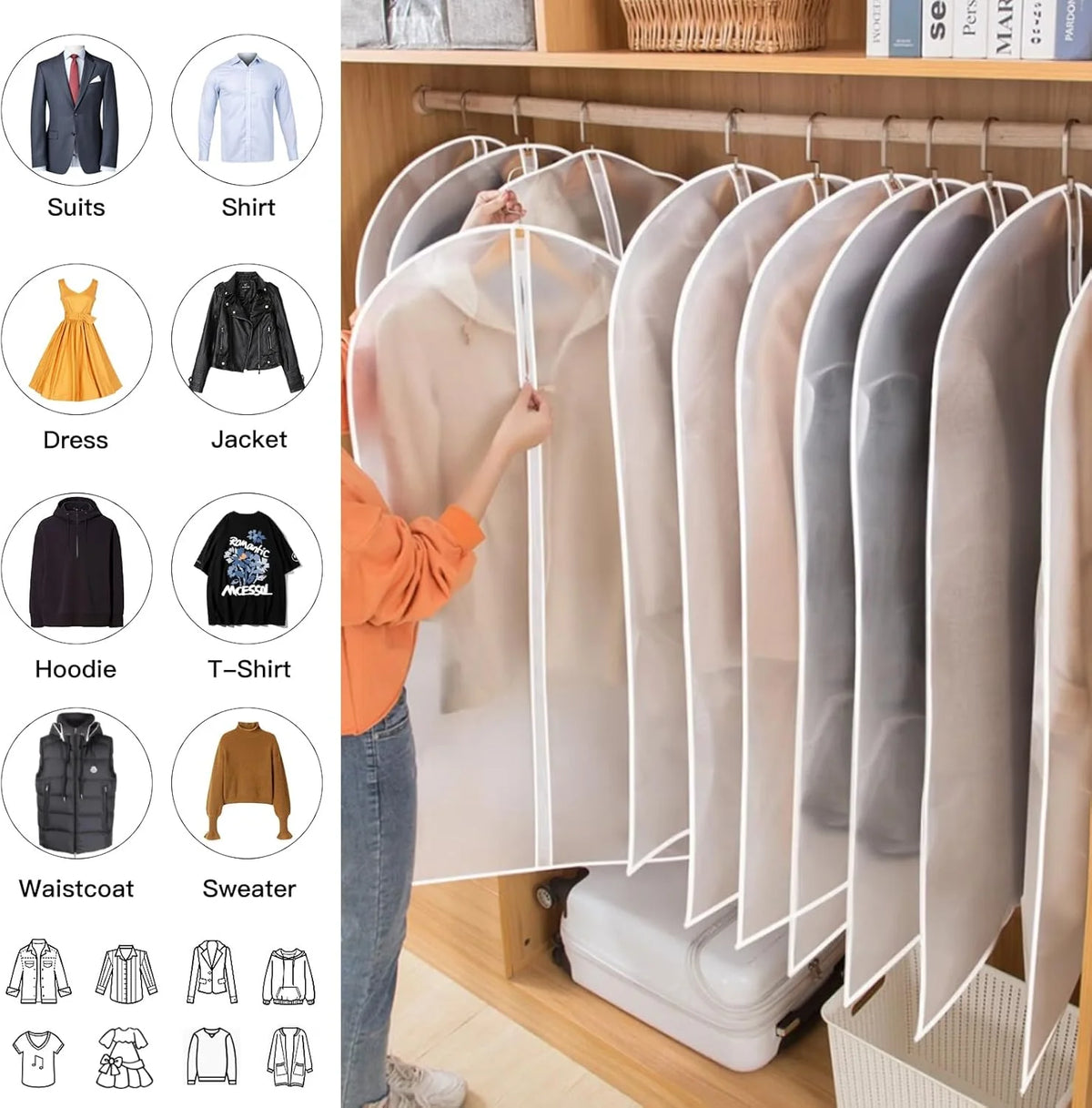 Hanging Garment Covers Full-Length Zipper Dust Protection 24-Pack