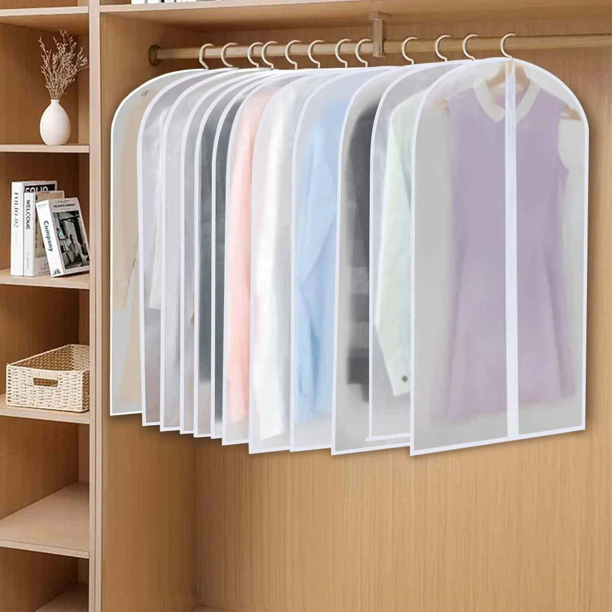 Hanging Garment Covers Full-Length Zipper Dust Protection 24-Pack