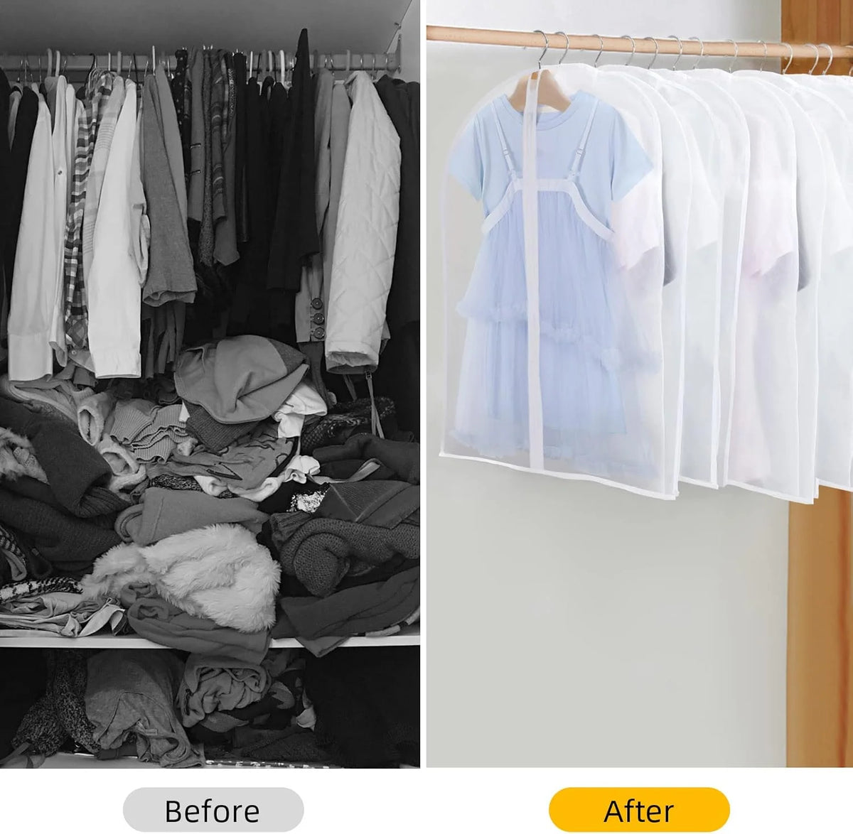 Hanging Garment Covers Full-Length Zipper Dust Protection 24-Pack