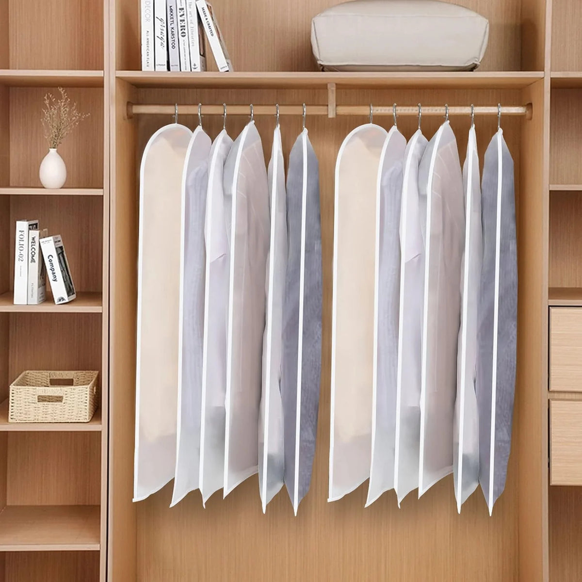 Hanging Garment Covers Full-Length Zipper Dust Protection 24-Pack