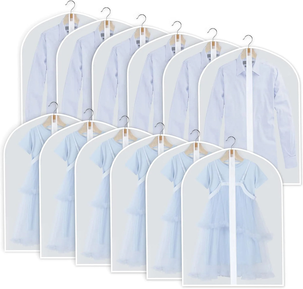 Hanging Garment Covers Full-Length Zipper Dust Protection 24-Pack