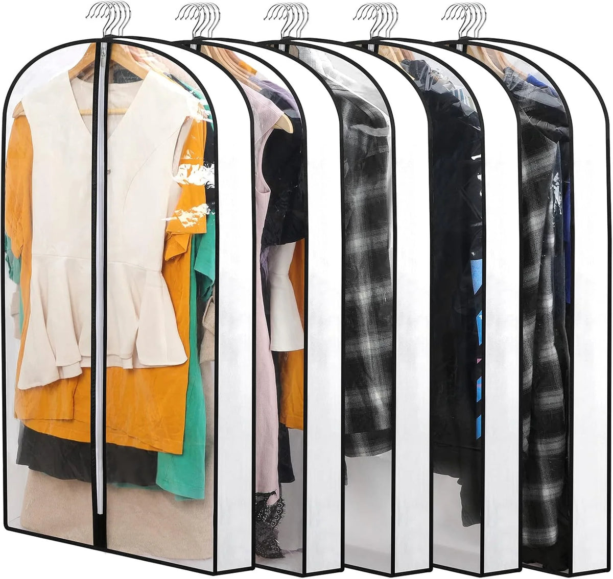 Hanging Garment Covers Full-Length Zipper Dust Protection 24-Pack