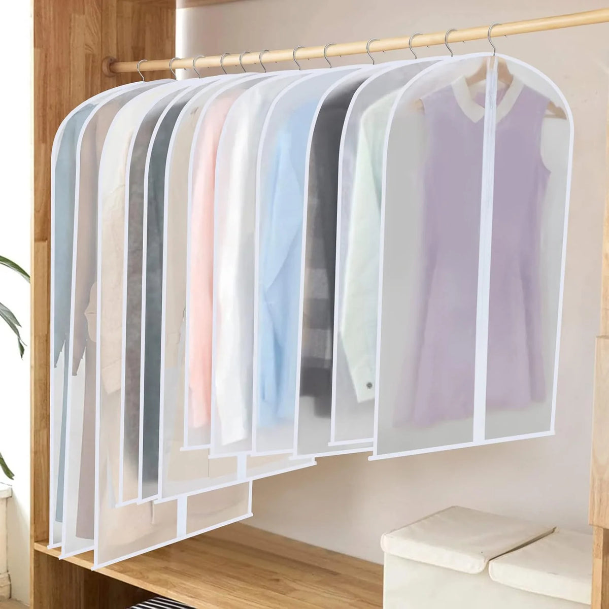 Hanging Garment Covers Full-Length Zipper Dust Protection 24-Pack