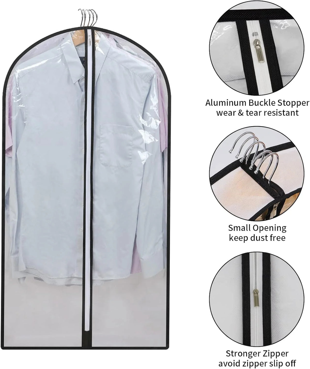Hanging Garment Covers Full-Length Zipper Dust Protection 24-Pack