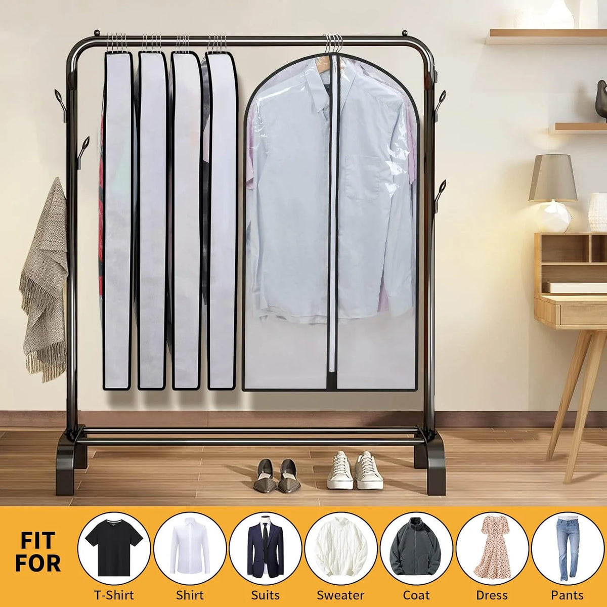 Hanging Garment Covers Full-Length Zipper Dust Protection 24-Pack
