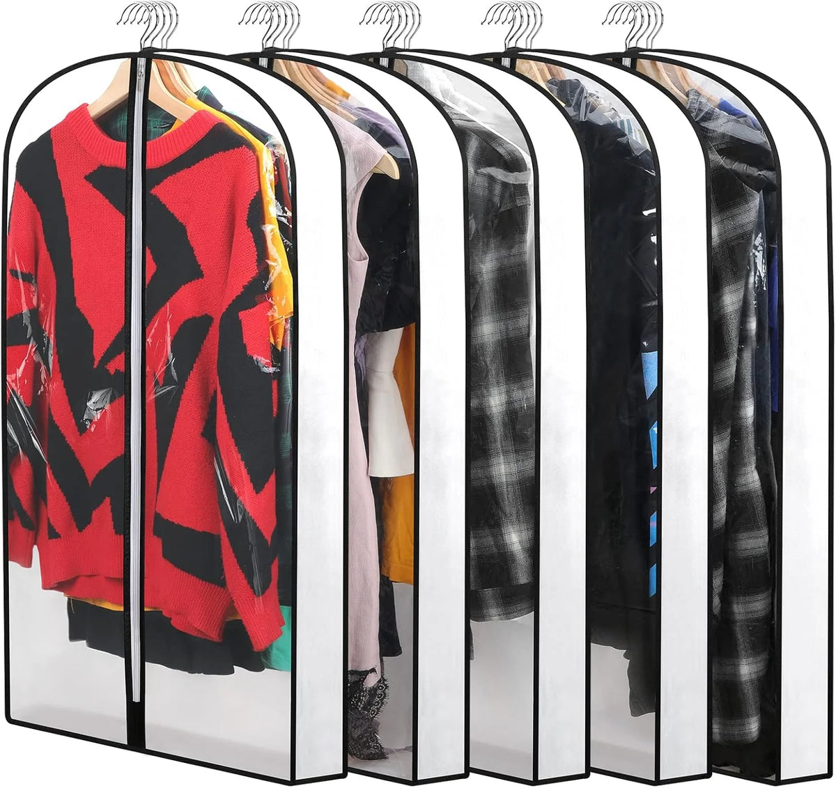 Hanging Garment Covers Full-Length Zipper Dust Protection 24-Pack