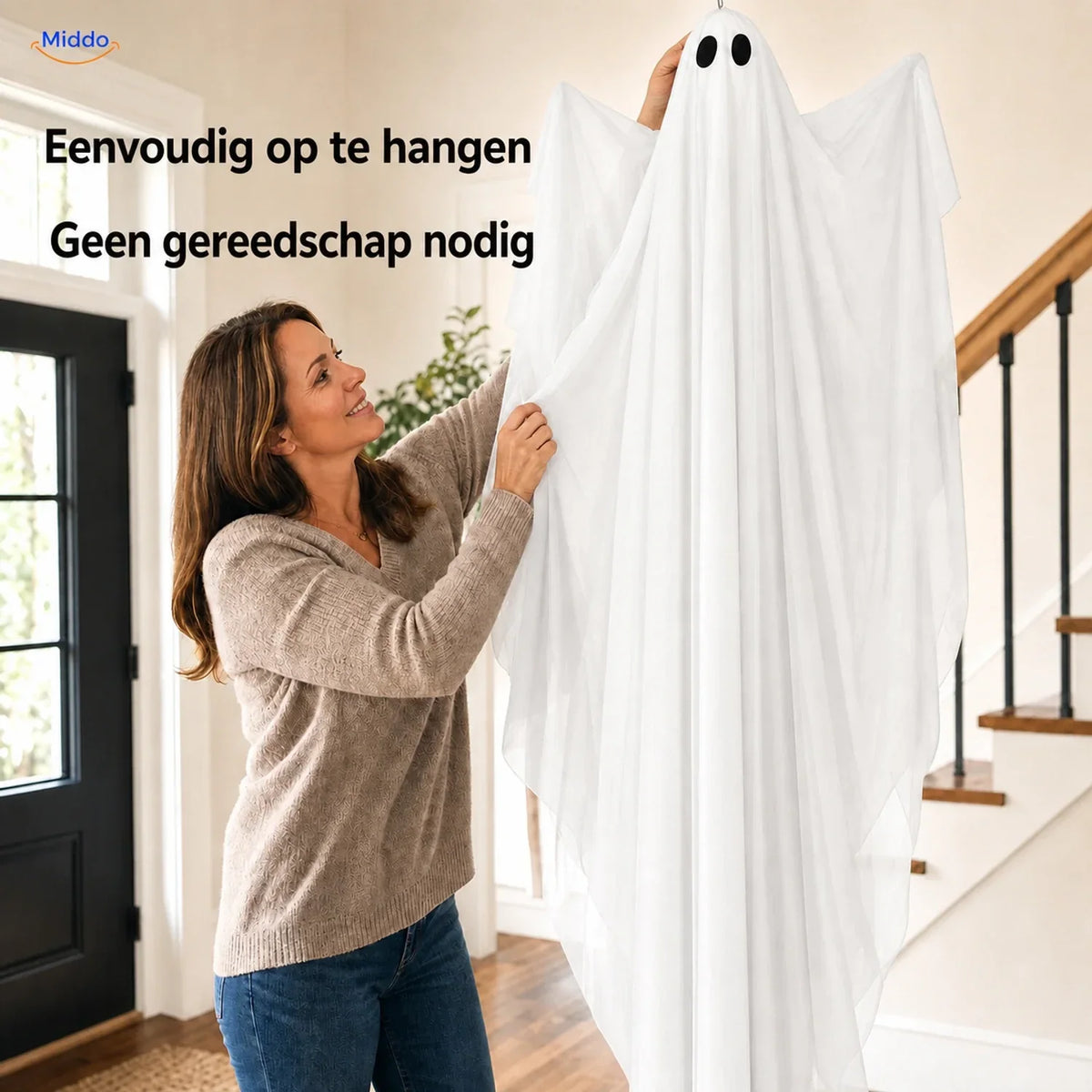 Hanging Ghost Decoration LED Light Options 46.9-Inch Drape