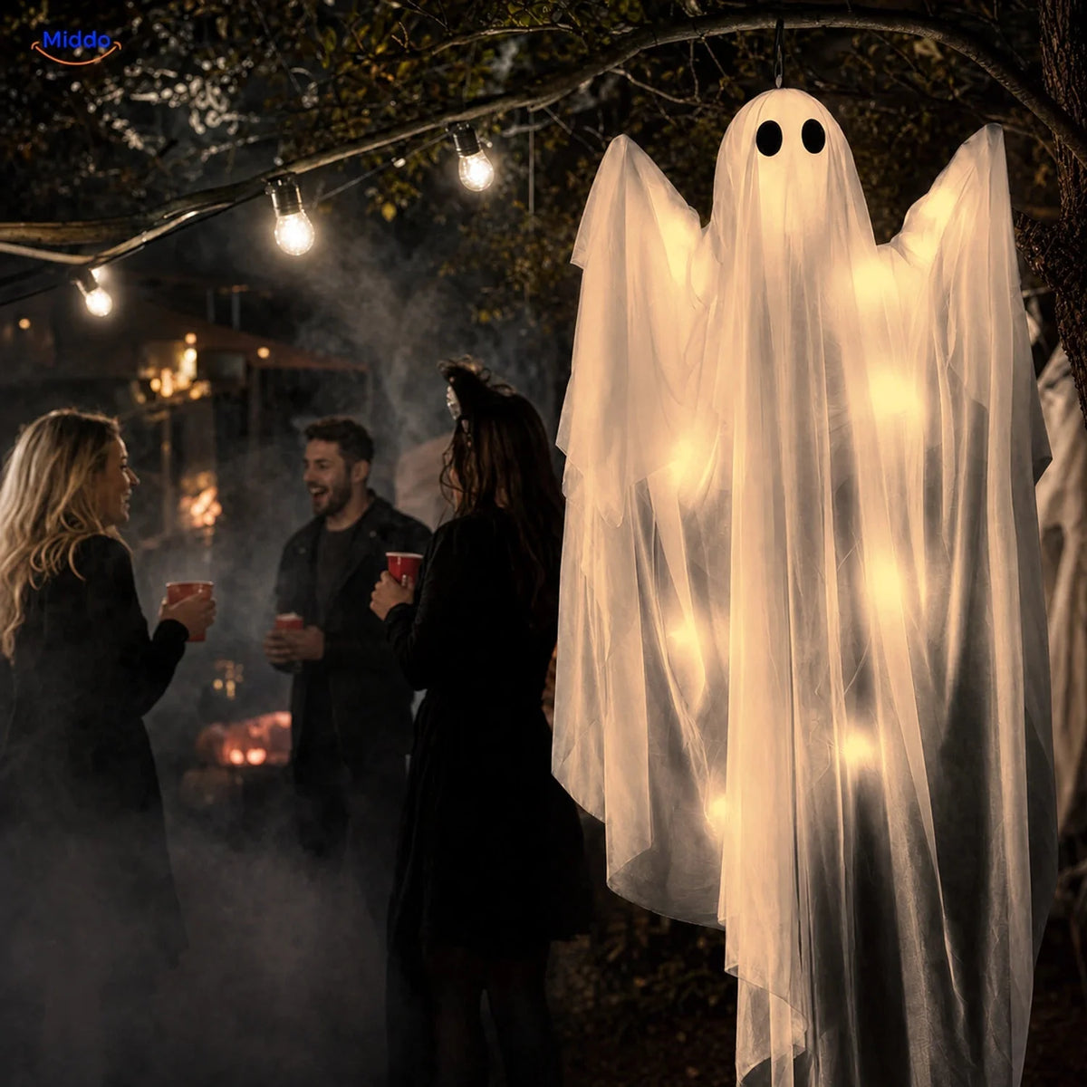 Hanging Ghost Decoration LED Light Options 46.9-Inch Drape