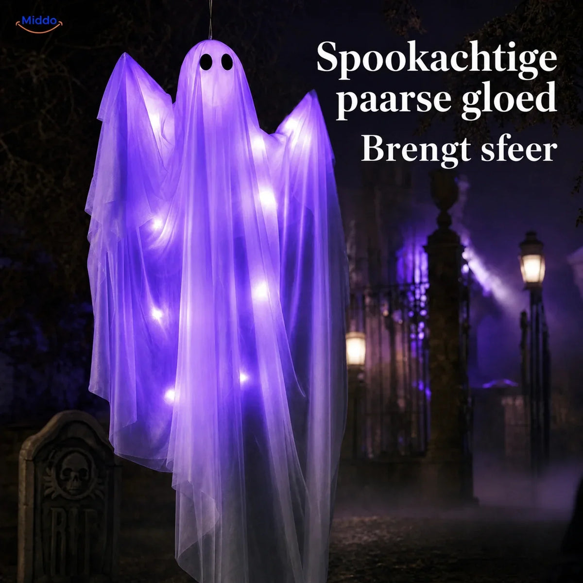 Hanging Ghost Decoration LED Light Options 46.9-Inch Drape