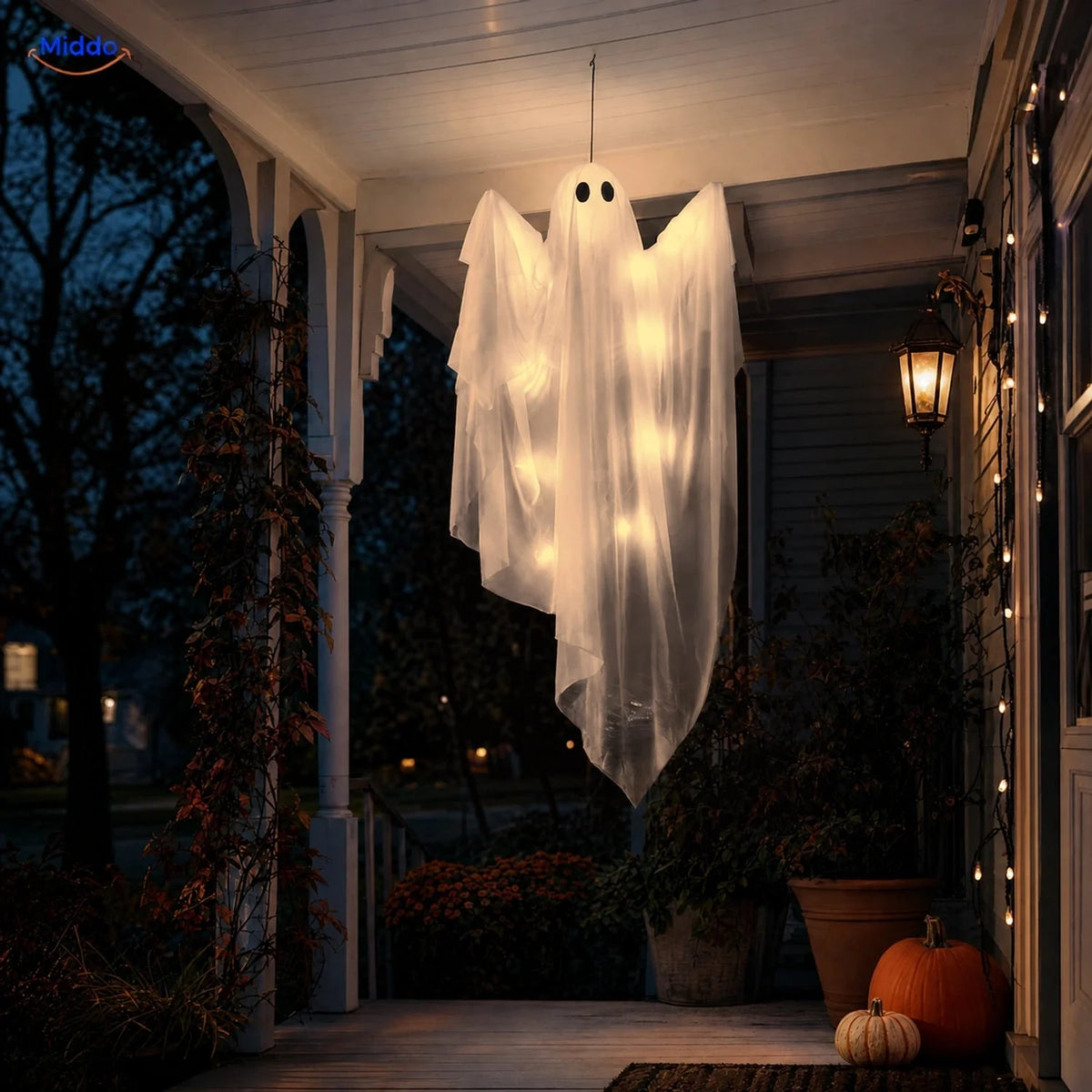 Hanging Ghost Decoration LED Light Options 46.9-Inch Drape