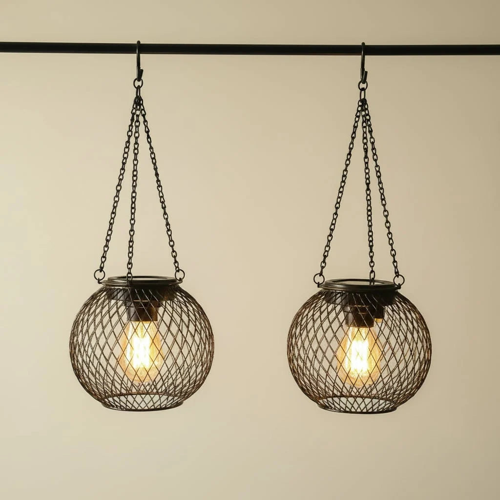 Hanging Lantern Solar-Powered Metal Wire Mesh