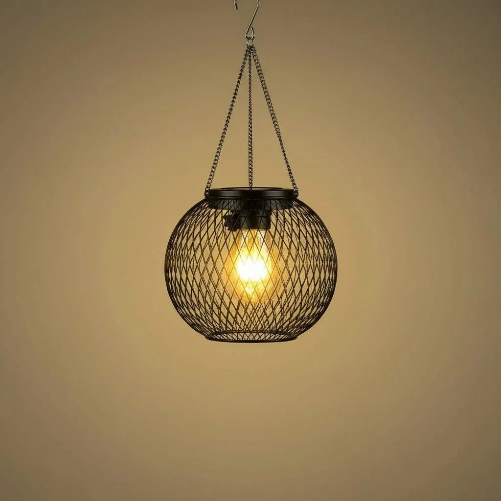 Hanging Lantern Solar-Powered Metal Wire Mesh