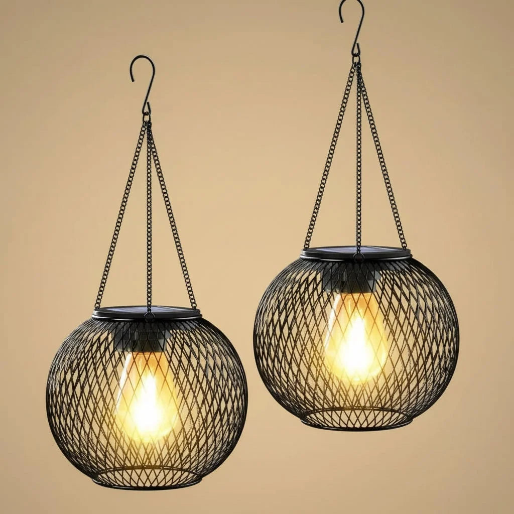 Hanging Lantern Solar-Powered Metal Wire Mesh