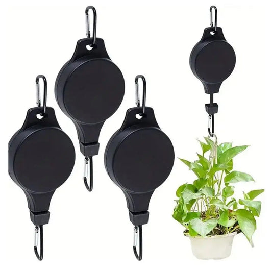 Hanging Plant Pulley Steel & Plastic Easy-Adjust 4-Pack