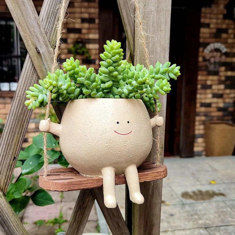 Hanging Planter Resin Weather-Resistant Integrated Hanger