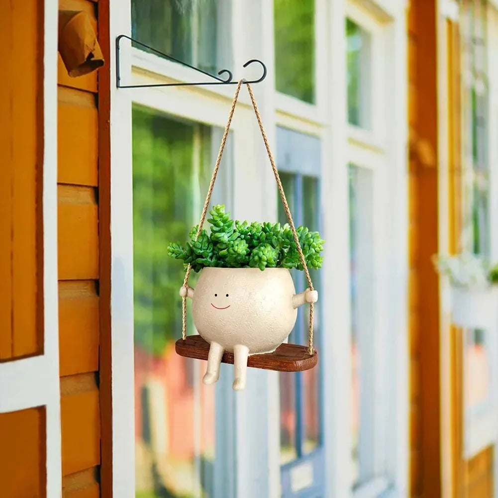 Hanging Planter Resin Weather-Resistant Integrated Hanger