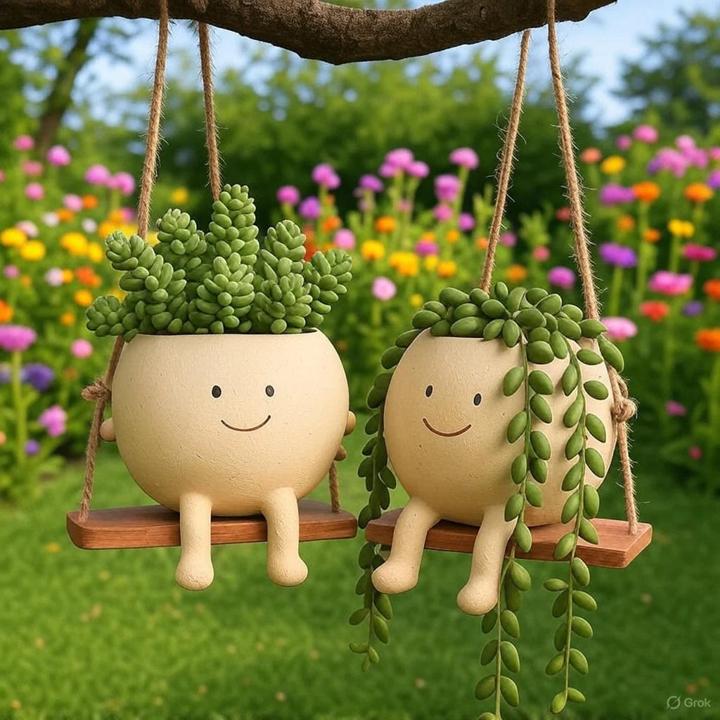 Hanging Planter Resin Weather-Resistant Integrated Hanger