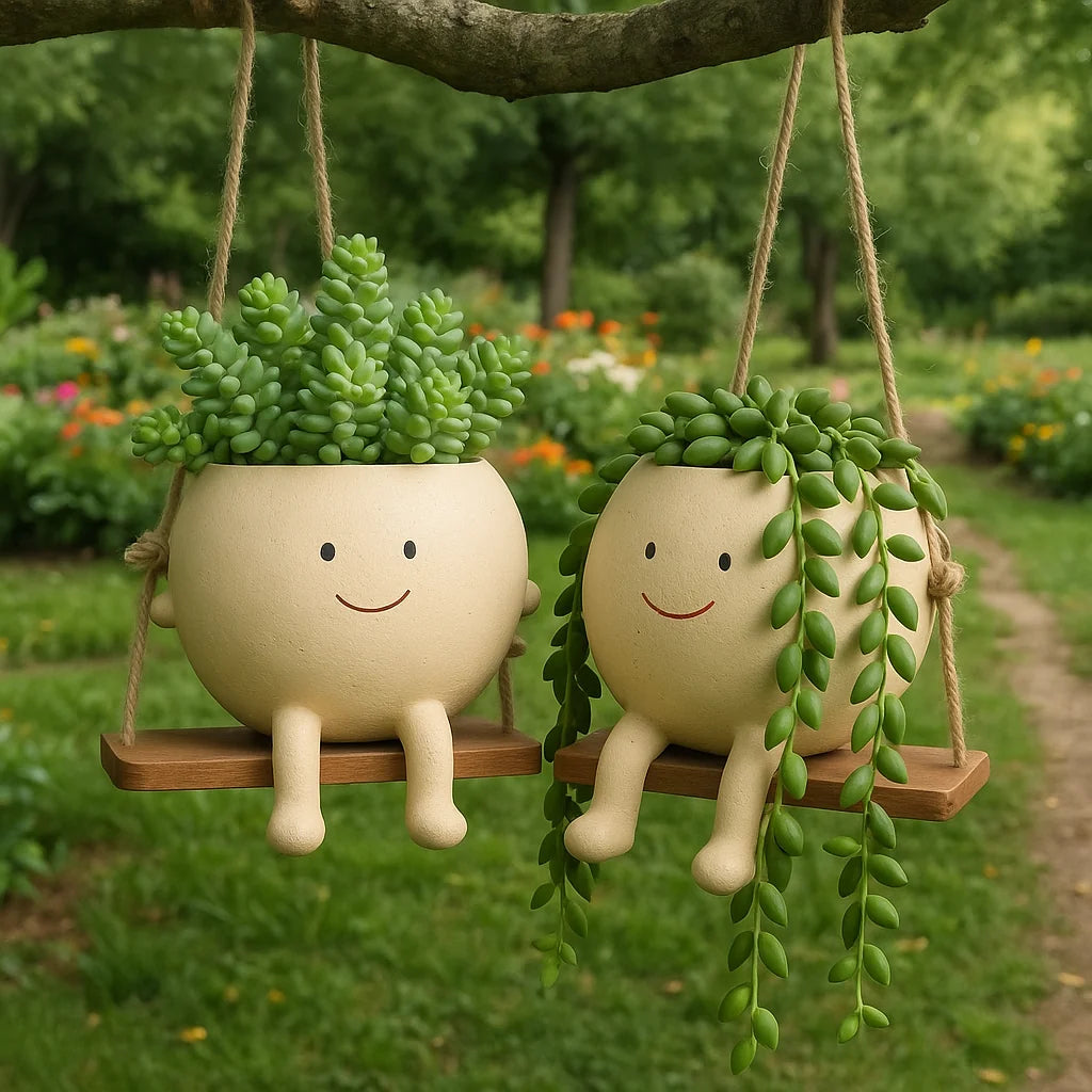 Hanging Planter Resin Weather-Resistant Integrated Hanger