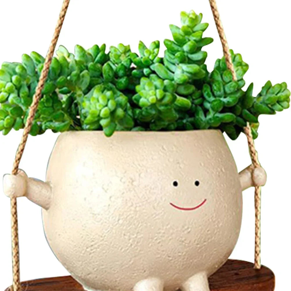 Hanging Planter Resin Weather-Resistant Integrated Hanger