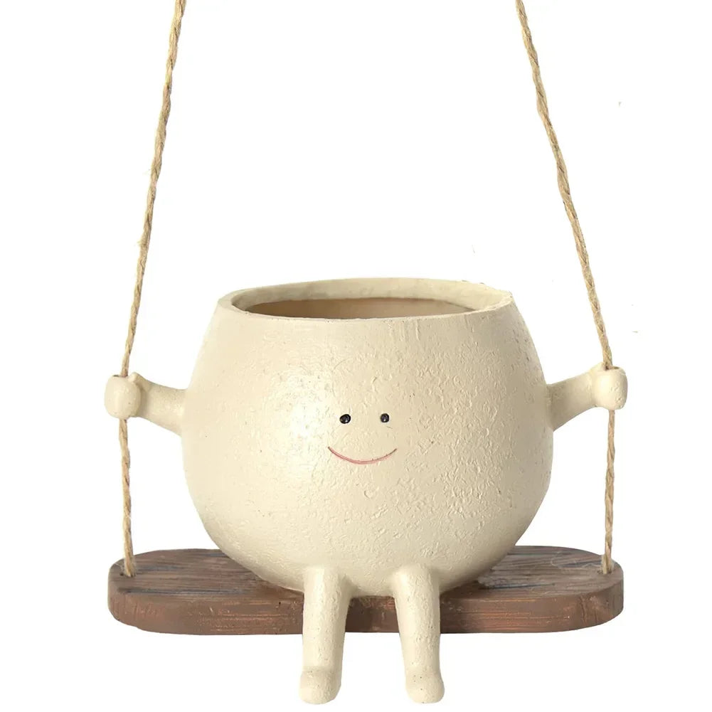 Hanging Planter Resin Weather-Resistant Integrated Hanger