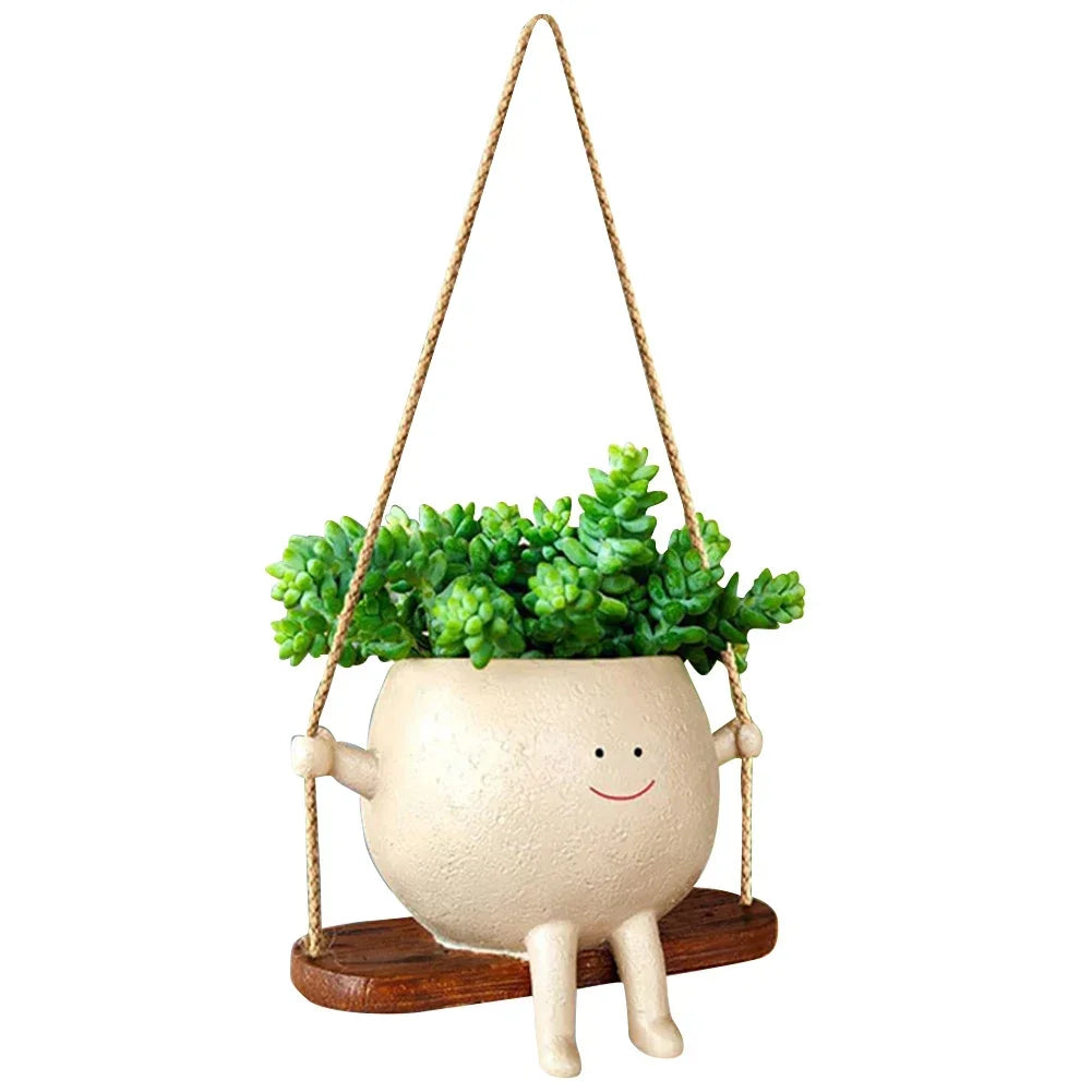 Hanging Planter Resin Weather-Resistant Integrated Hanger