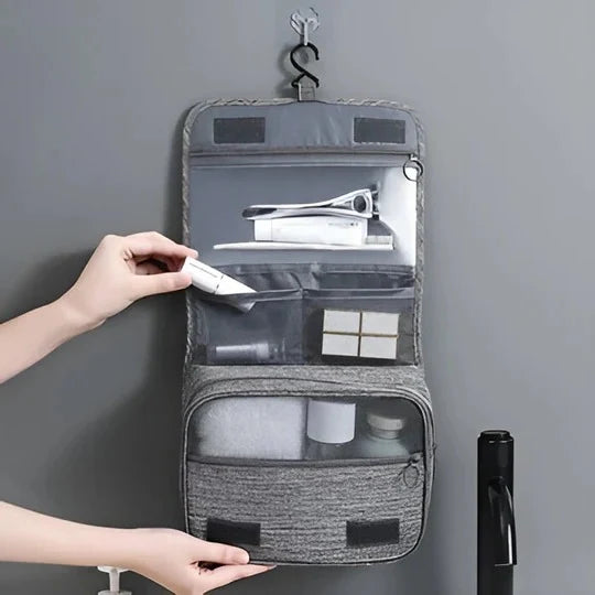 Hanging Toiletry Bag Built-In Hook & Zippered Pockets
