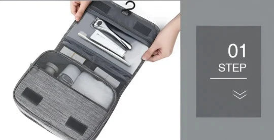 Hanging Toiletry Bag Built-In Hook & Zippered Pockets