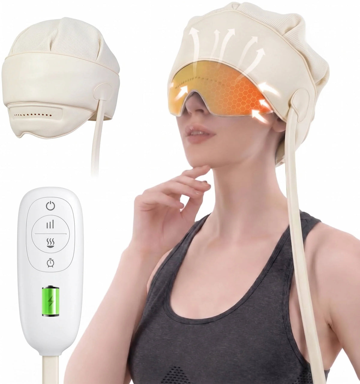 Head and Eye Massager Heat & Air Pressure Rechargeable Foldable Design