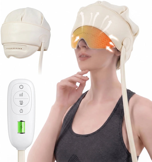 Head and Eye Massager Heat & Air Pressure Rechargeable Foldable Design