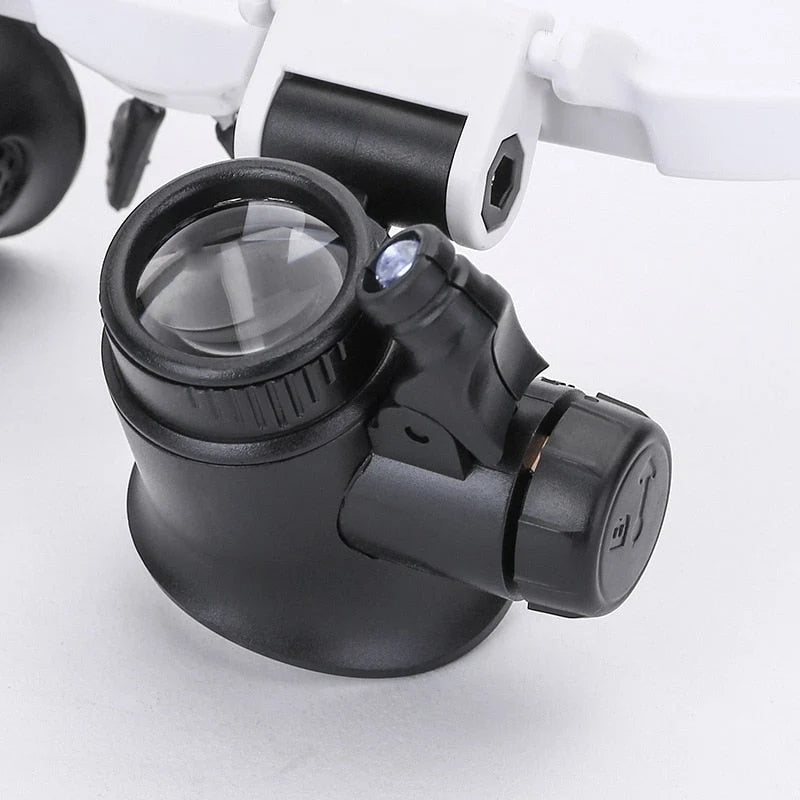 Headband Magnifying Glasses Interchangeable Lenses LED Lights