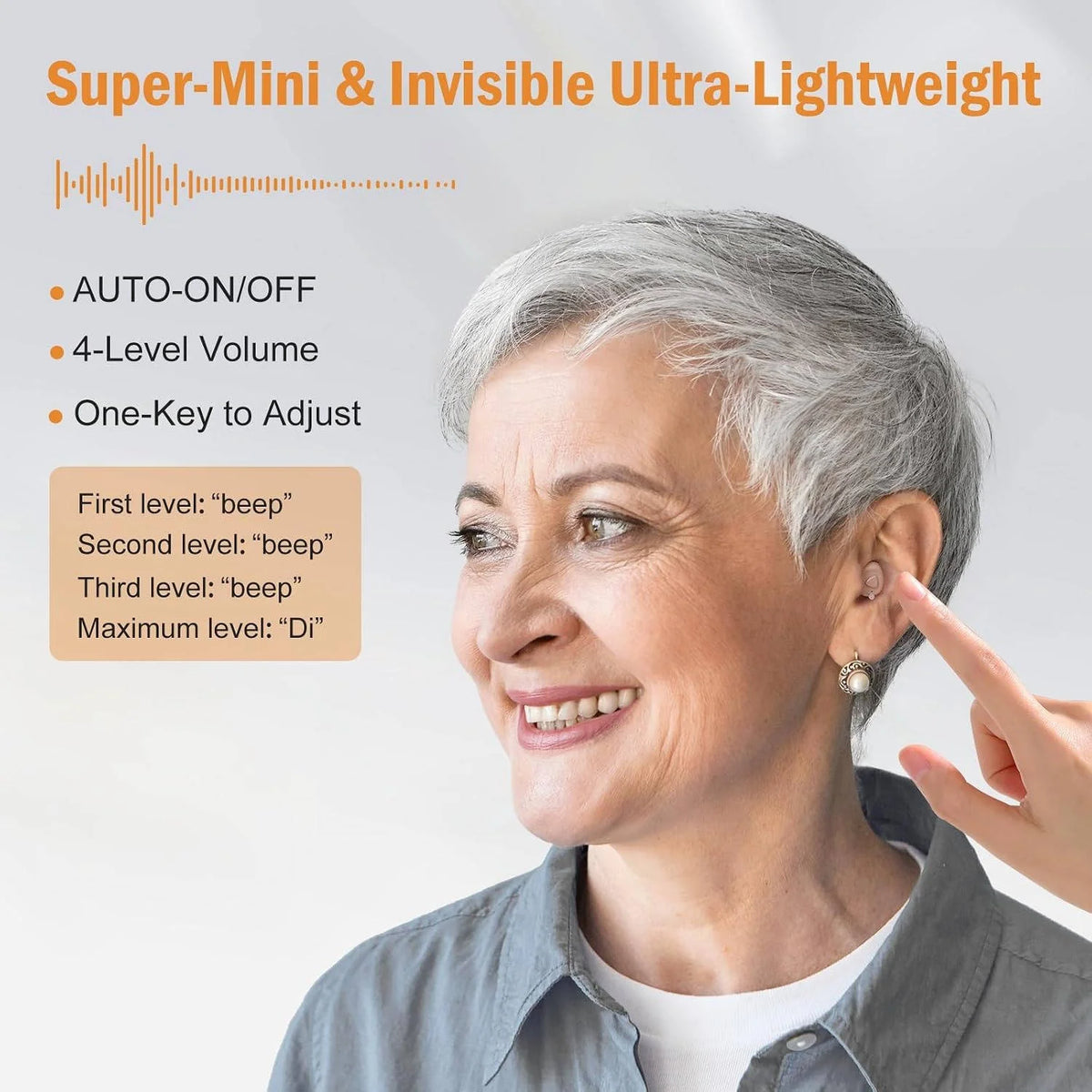 Hearing Aid Invisible 16-Hour Rechargeable Noise Reduction