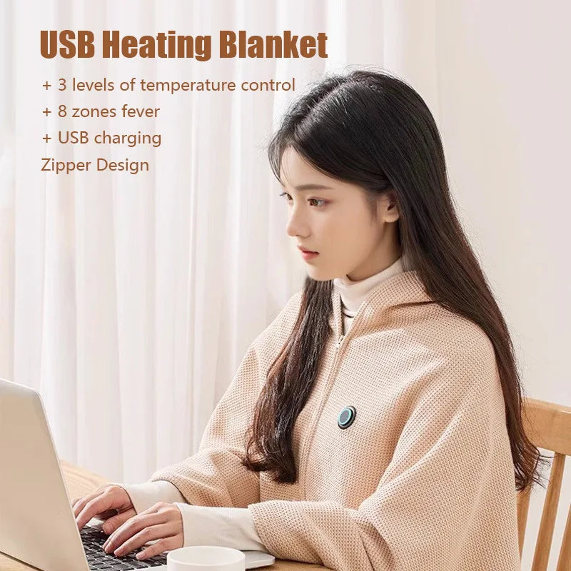 Heated Blanket 8-Zone USB-Powered 3 Heat Settings