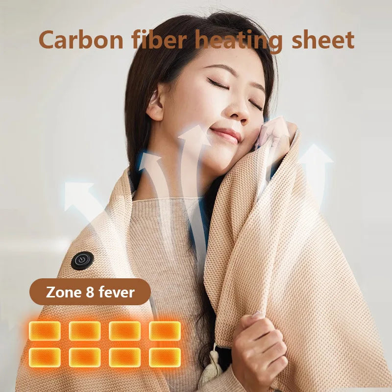 Heated Blanket 8-Zone USB-Powered 3 Heat Settings