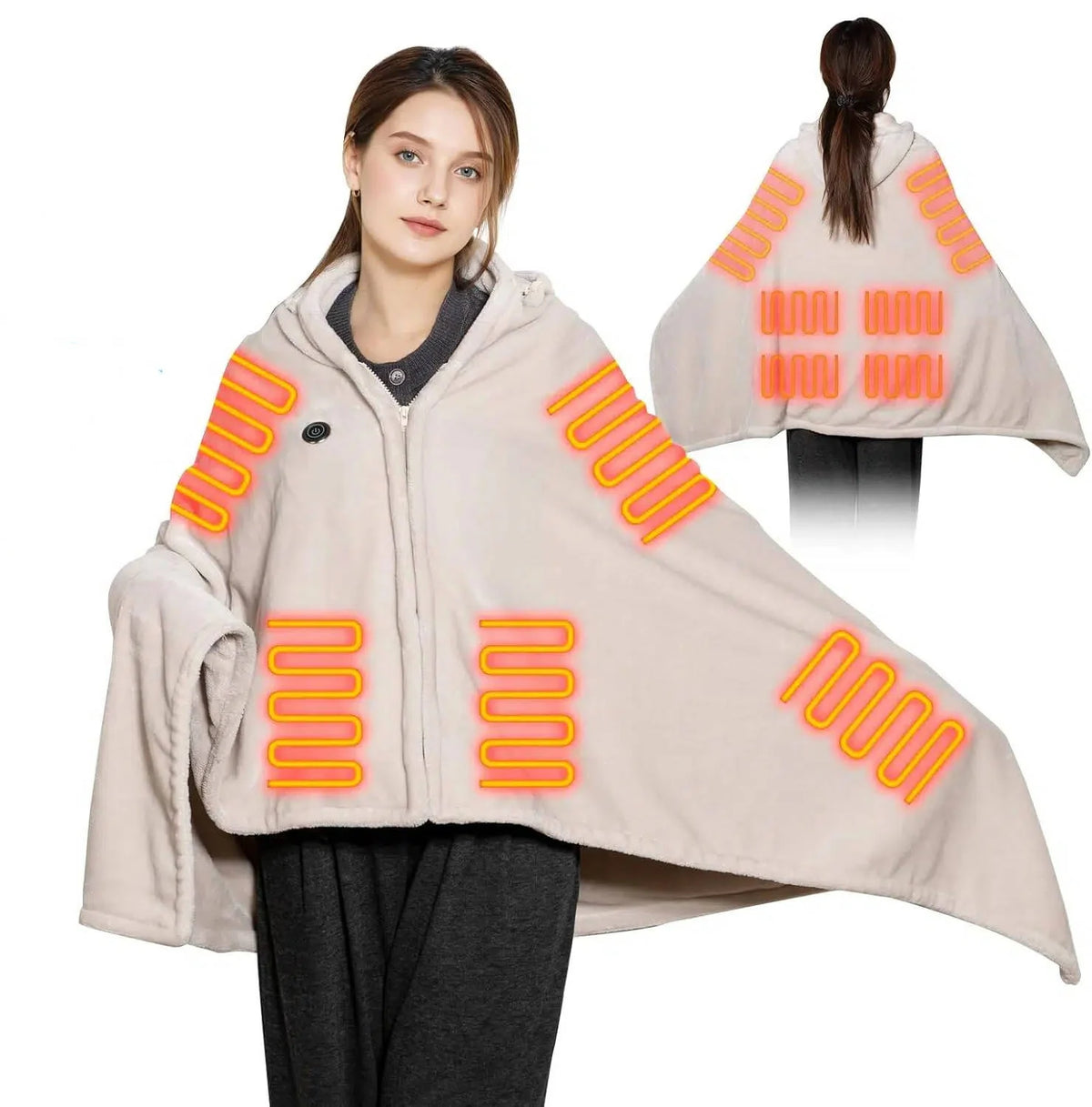 Heated Blanket Hooded Wearable Cordless 9-Zone Heating