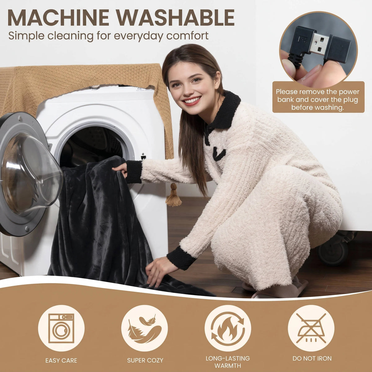 Heated Blanket Hooded Wearable Cordless 9-Zone Heating