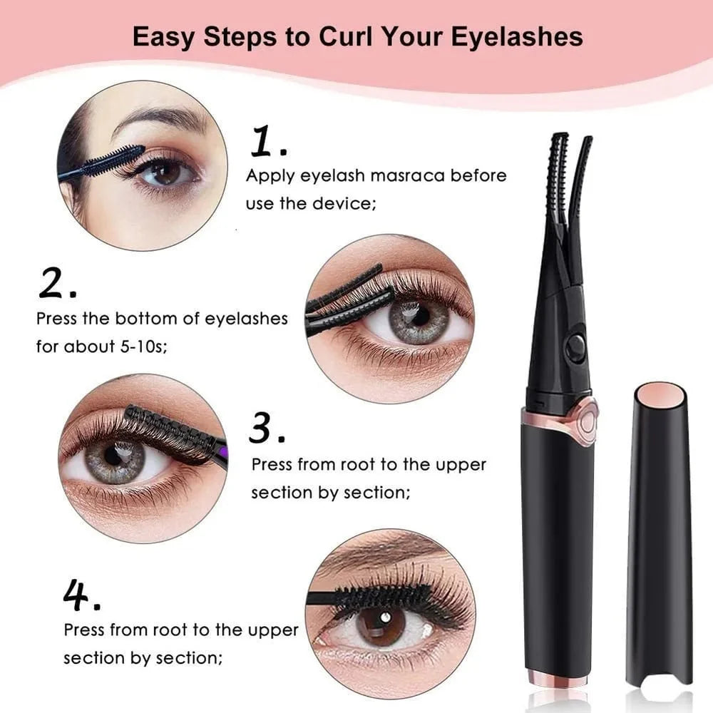 Heated Eyelash Curler Rechargeable 3 Temperature Settings, Fast Heat-Up