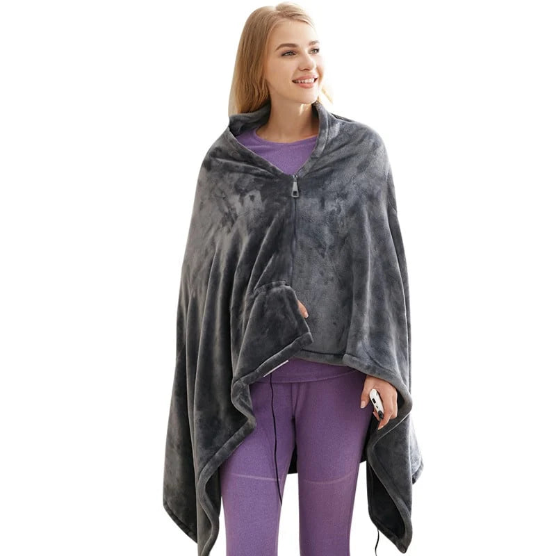 Heated Shawl Plush Fleece USB Powered 3 Heat Settings