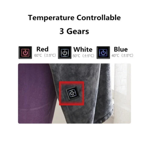 Heated Shawl Plush Fleece USB Powered 3 Heat Settings