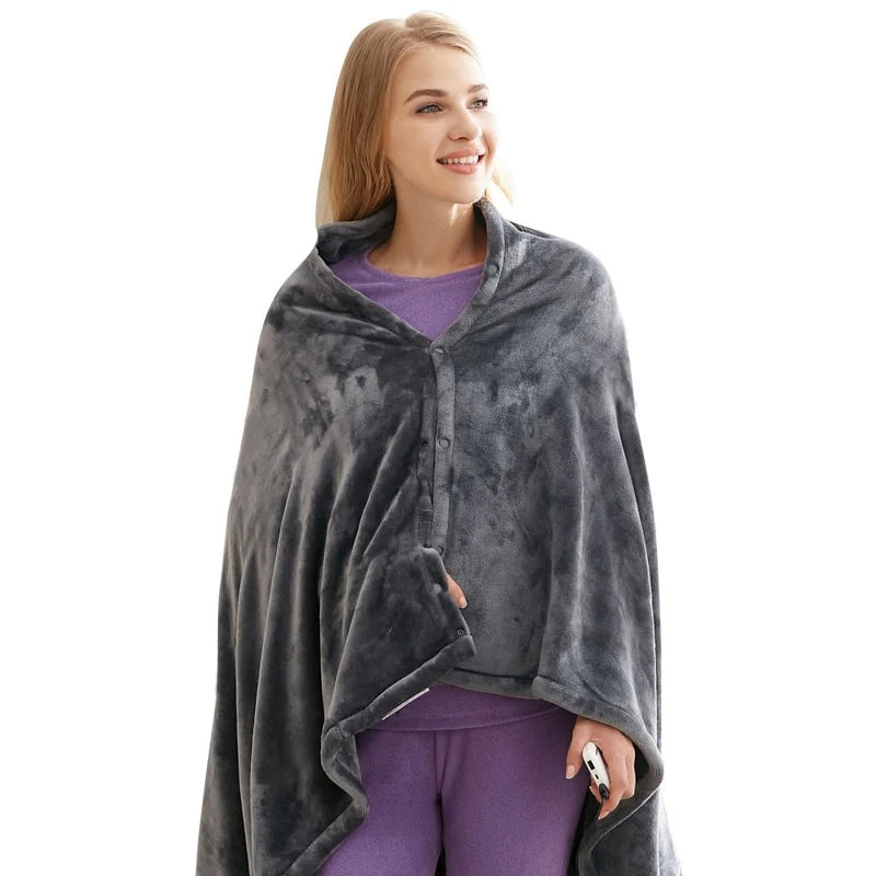 Heated Shawl Plush Fleece USB Powered 3 Heat Settings