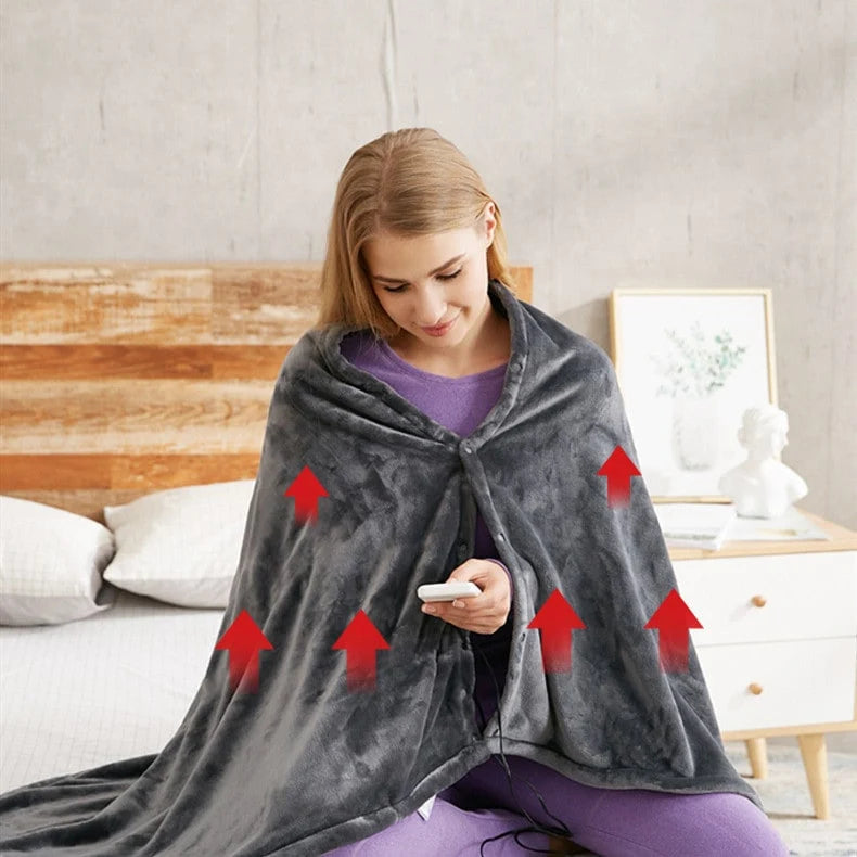 Heated Shawl Plush Fleece USB Powered 3 Heat Settings